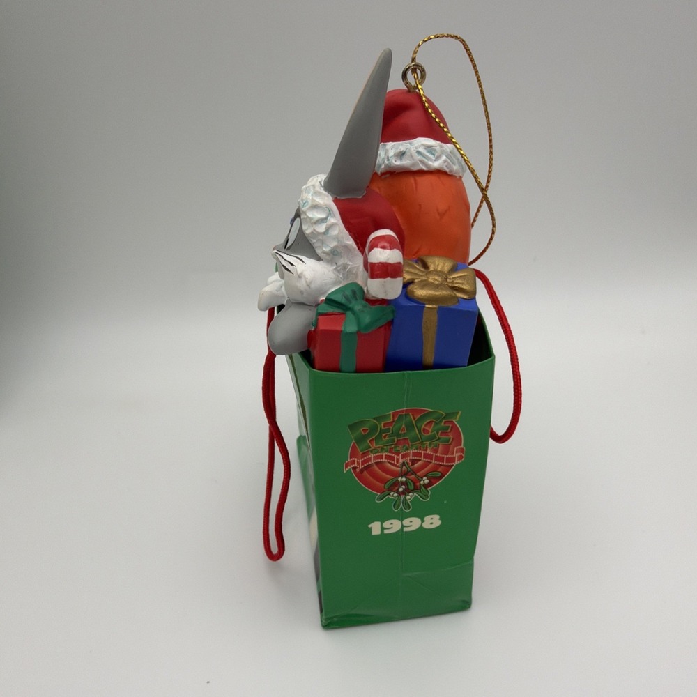 Vintage Warner Bros Store Looney Tunes Bugs Bunny Holiday Bag Christmas Ornament - Picture 3 of 8